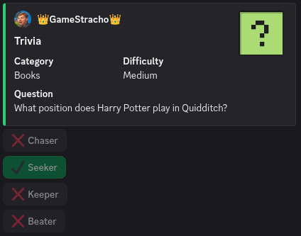 Trivia quiz in Discord