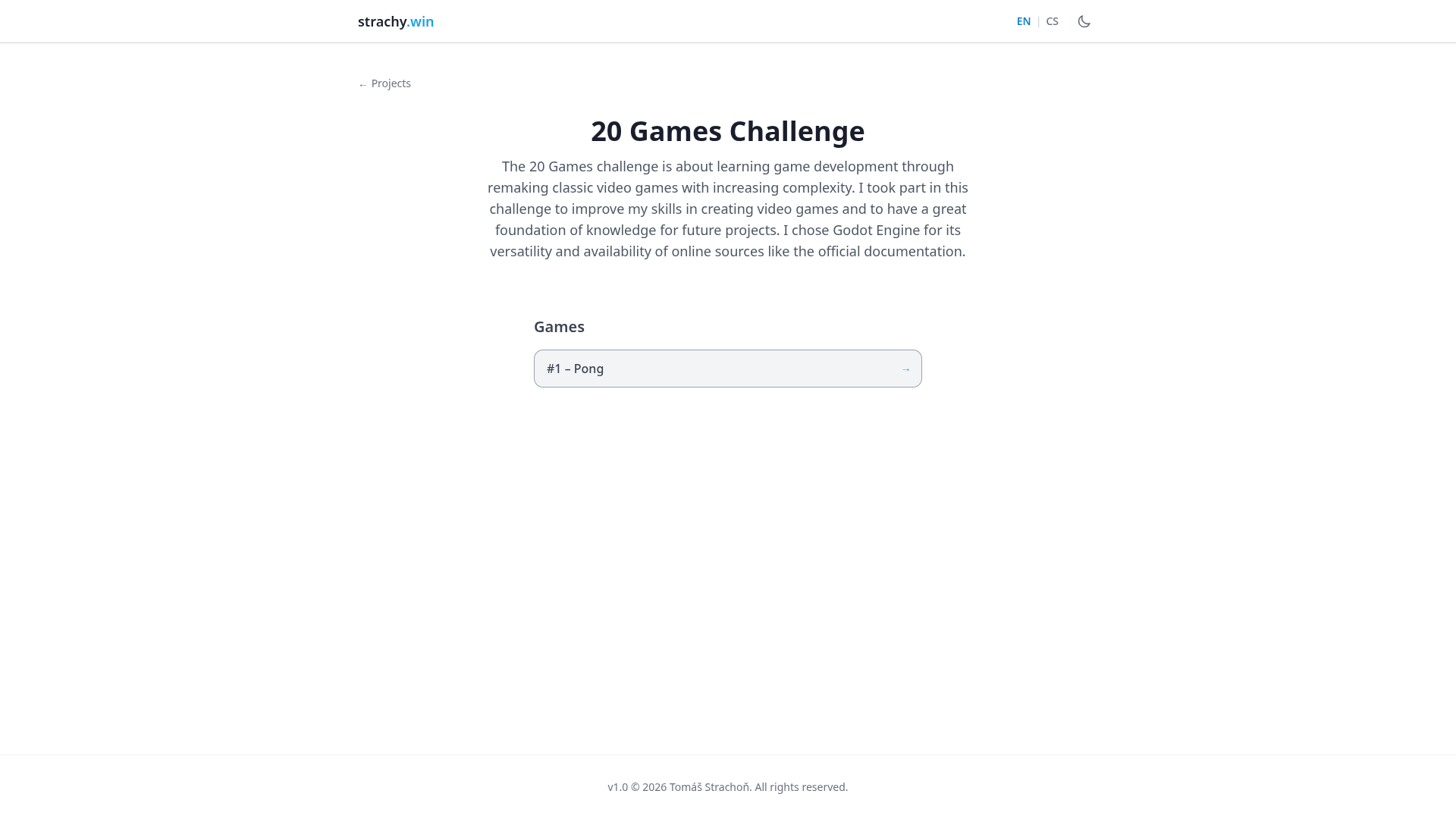 20 Games Challenge in light theme