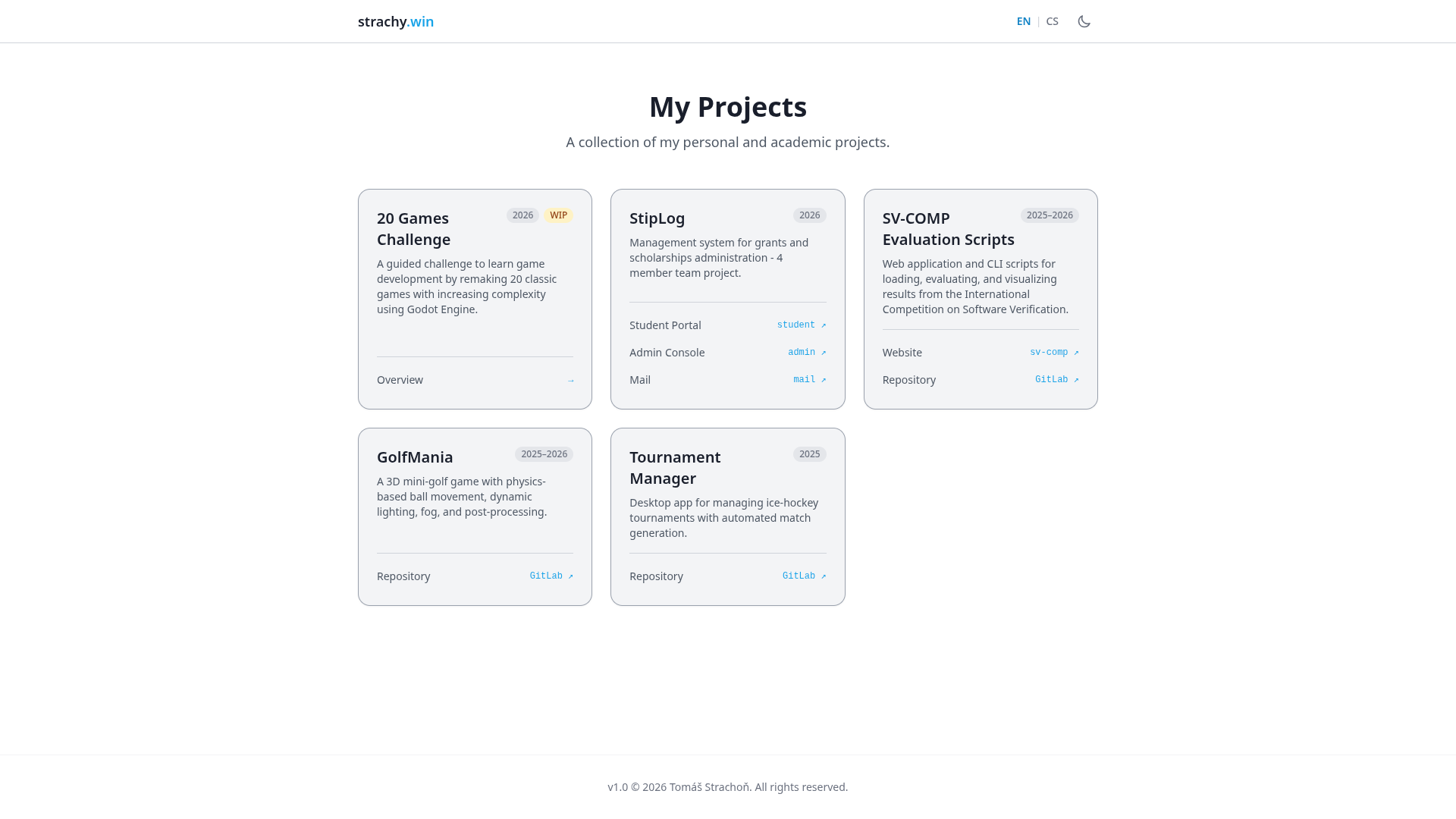 Homepage in light theme